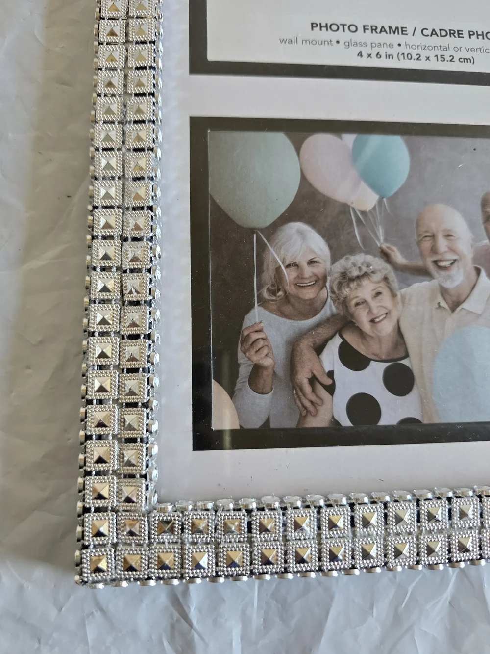 Beaded Silver 4x6 Multi-Photo Frame New 15x8 Inch Handmade